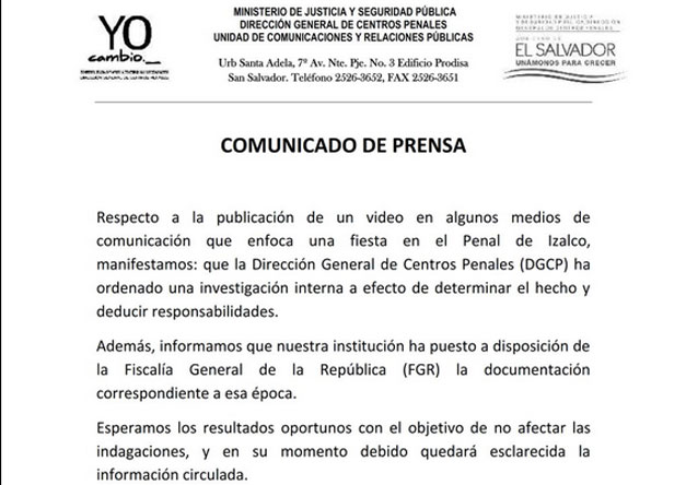 Comunicado-Ministerio-de-Seguridad-baile-en-penal-de-Izalco