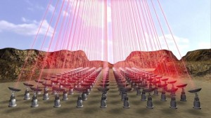 BREA01 - (---) 13/04/2016.- Captura de un video facilitado por Breakthrough Initiatives el 13 de abril de 2016 que muestra un grupo de rayos láser que apuntan a una nave espacial ultraligera (fuera de imagen). El astrofísico Stephen Hawking presentó ayer, 12 de abril de 2016, en Nueva York un proyecto de exploración del Universo que incluye un nuevo modelo de sonda espacial y con el que promete alcanzar el sistema estelar más cercano al nuestro, Alfa Centauri. La dirección del proyecto estará encabezada por Stephen Hawking junto a Yuri Milner y el fundador de Facebook, Mark Zuckerberg, que se unió a última hora al proyecto, según explicó Milner. EFE/- SÓLO USO EDITORIAL/PROHIBIDA SU VENTA
