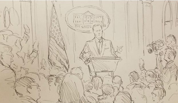 CNN envía dibujante a rueda de prensa de la Casa Blanca