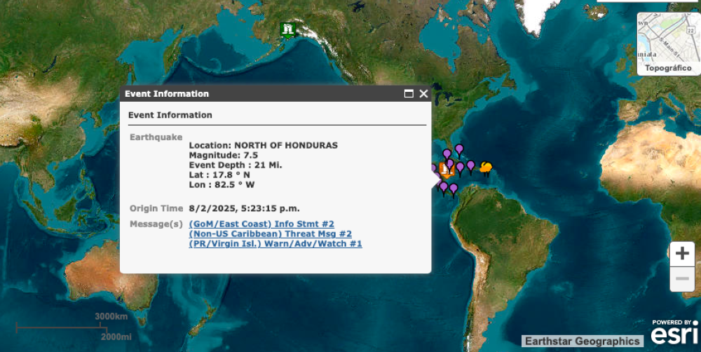 El mapa del observatorio estadounidense de tsunamis ya no registra alertas asociadas al terremoto del Caribe.