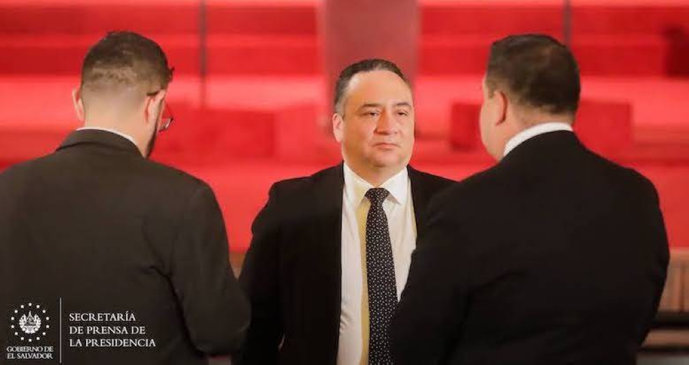 El fiscal general, Rodolfo Delgado, en el informe del sexto año de Nayib Bukele. / Prensa Presidencia.